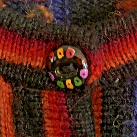 Artesanias Illary Baby Alpaca Cardigan Womens Size M Colorful Abstract Sweater - Picture 4 of 13